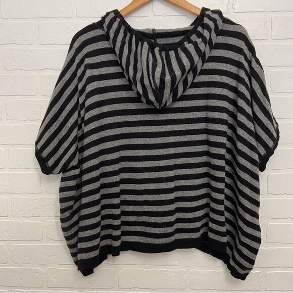 CHIARAMENTE italian wool oversized poncho hood sweater black grey small medium - Picture 6 of 14